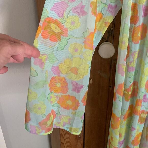 Savage X Fenty mesh floral print full length open drape maxi swim coverup - Picture 6 of 9